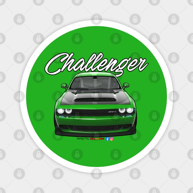 Challenger SRT Green by pjesusart Magnet by PjesusArt